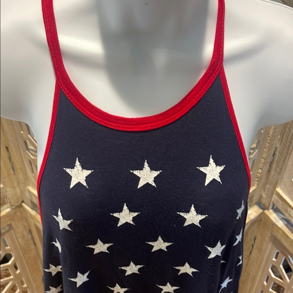 Navy Star Print Women's Tank Top - Picture 5 of 8